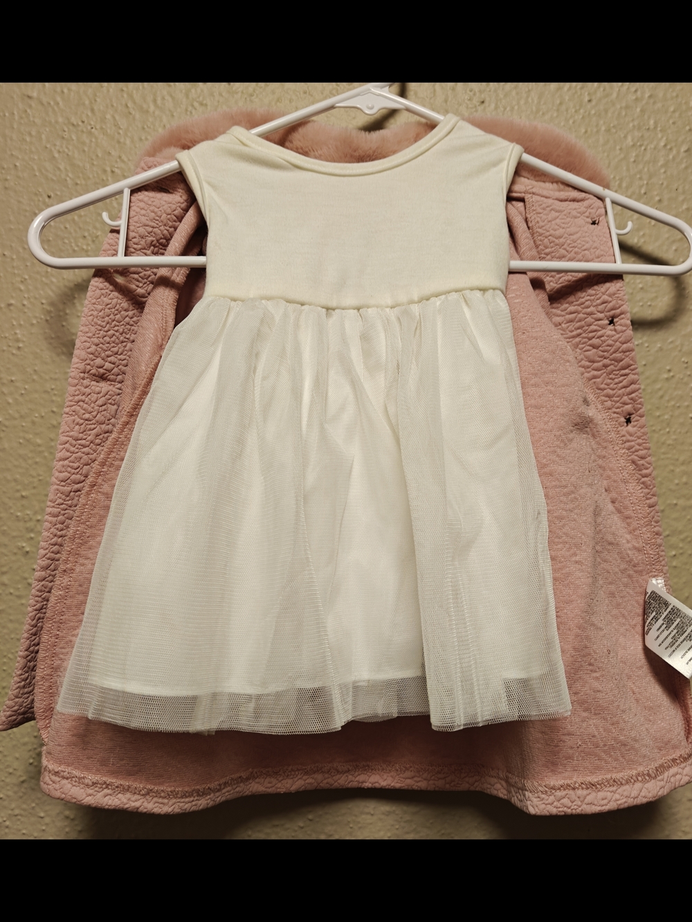 Katie M Pink Textured Coat And White Dress Set